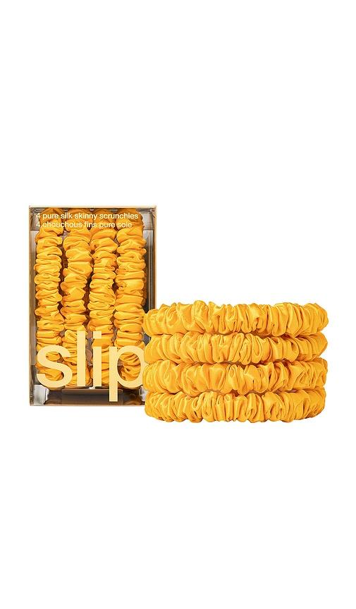 slip Skinny Scrunchies Set Of 4 in Golden by SLIP