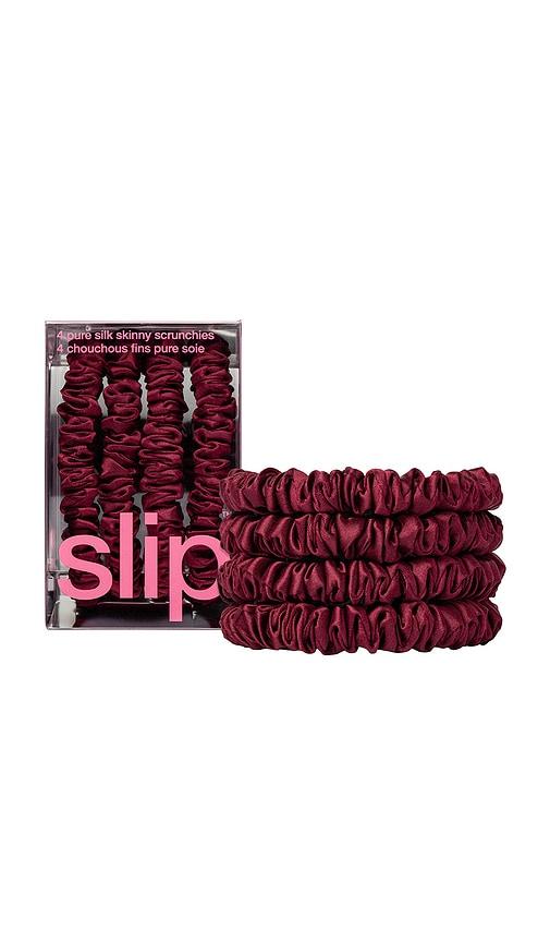 slip Skinny Scrunchies Set Of 4 in Maroon by SLIP
