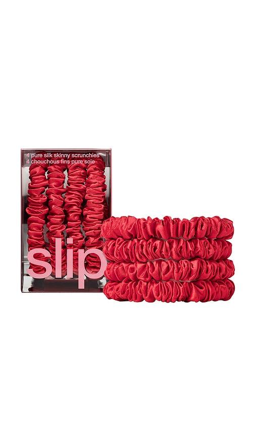 slip Skinny Scrunchies Set Of 4 in Red by SLIP