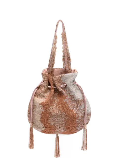 Potli bead-embellished bucket bag by SLO_HAND_MADE