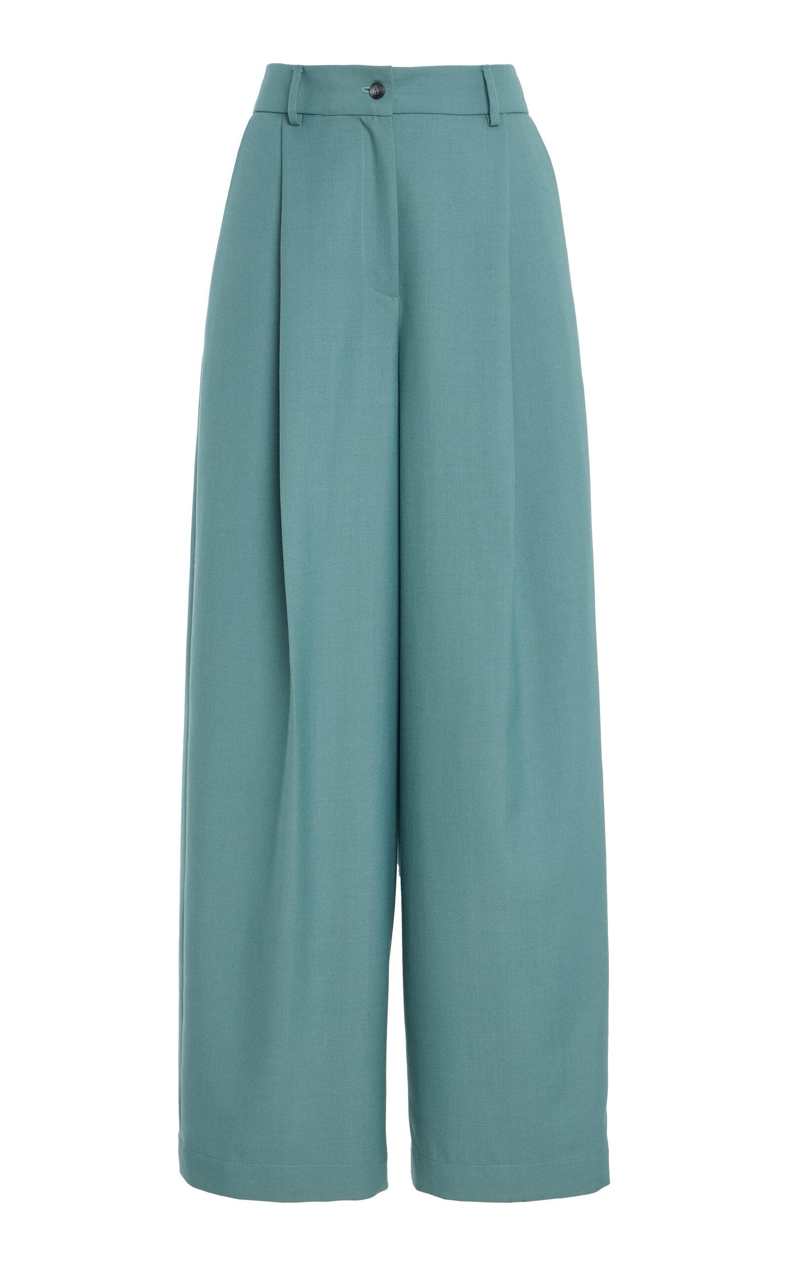 SLOAN Exclusive Pleated Twill Wide-Leg Trousers - Moda Operandi by SLOAN