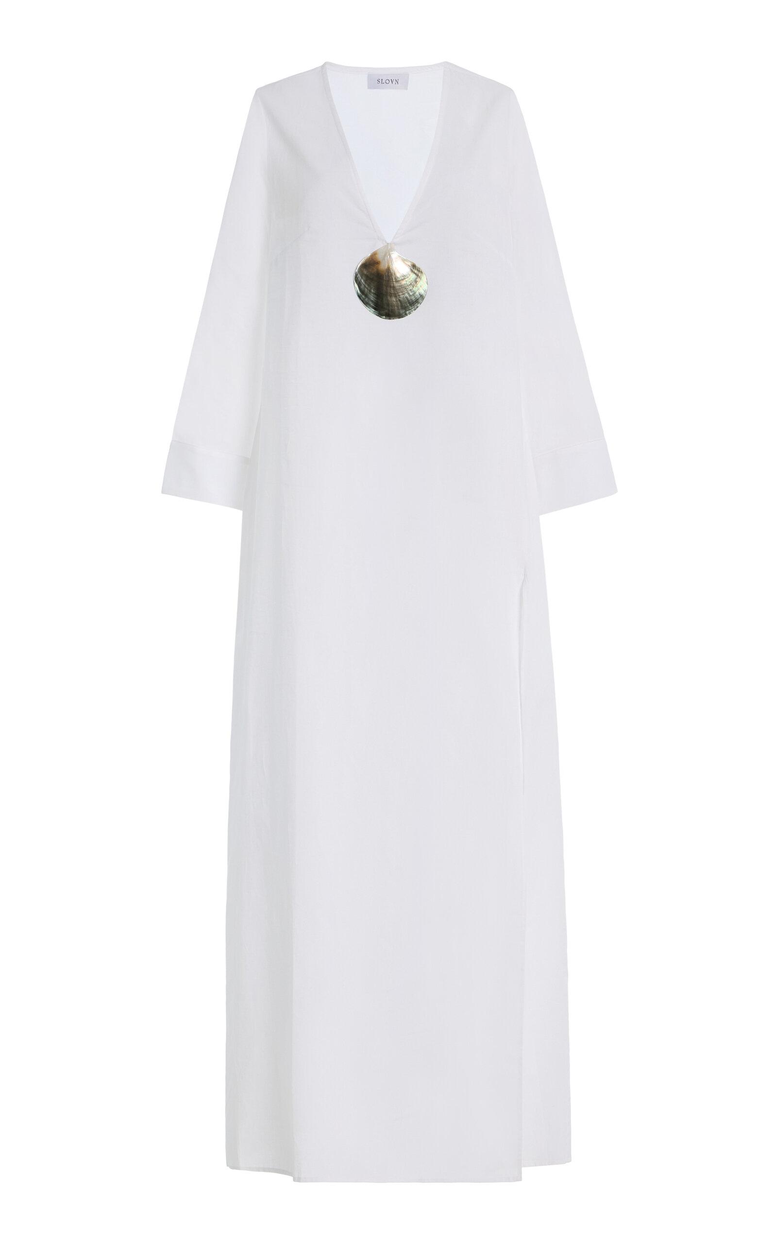 SLOAN Exclusive Shell-Detailed Cotton Voile Maxi Kaftan Dress - Moda Operandi by SLOAN