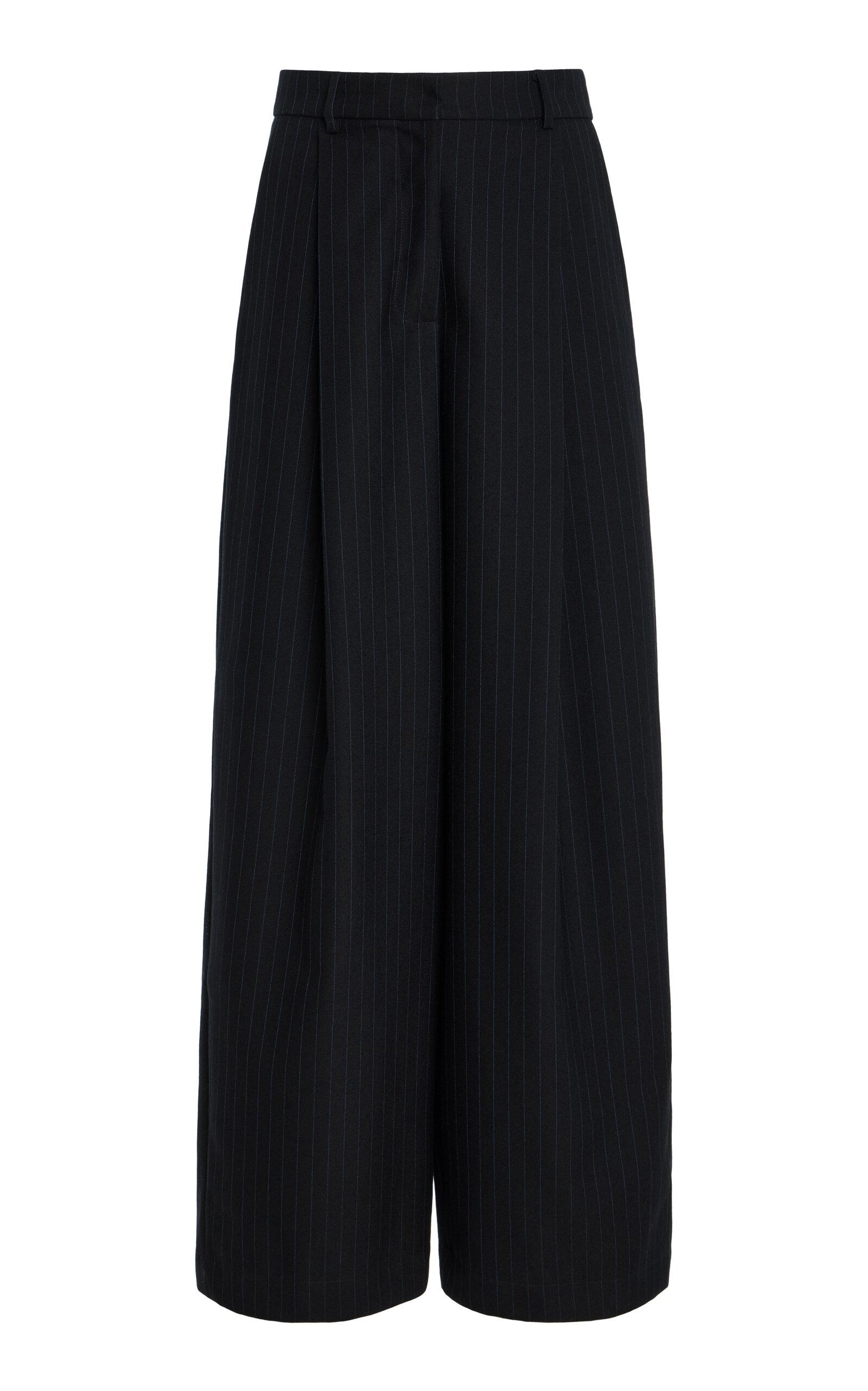SLOAN Pleated Pinstriped Wool Wide-Leg Trousers - Moda Operandi by SLOAN