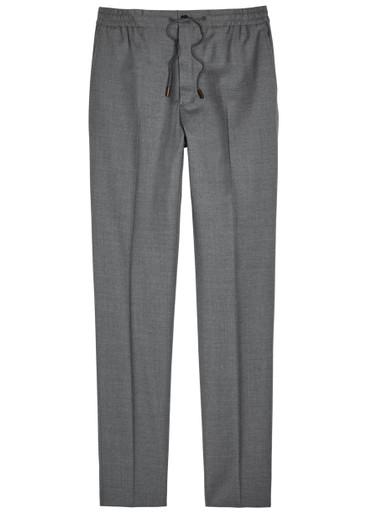 Drawstring tapered-leg wool trousers by SLOWEAR