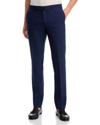 Regular Fit Wool Flat Front Trousers by SLOWEAR