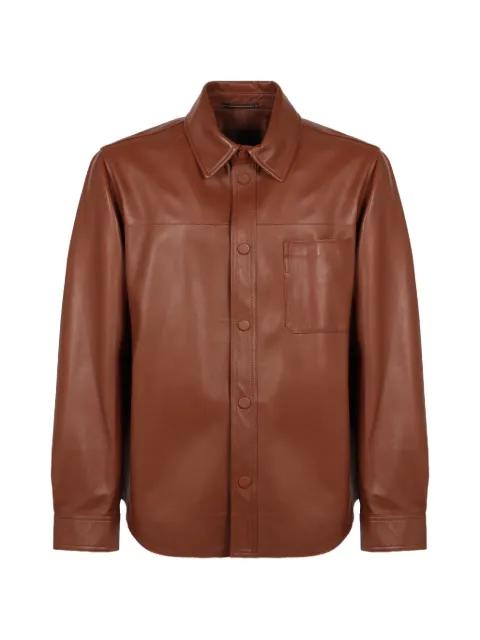 button front leather shirt by SLOWEAR