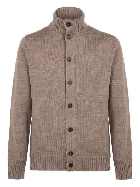 button high-neck cardigan by SLOWEAR