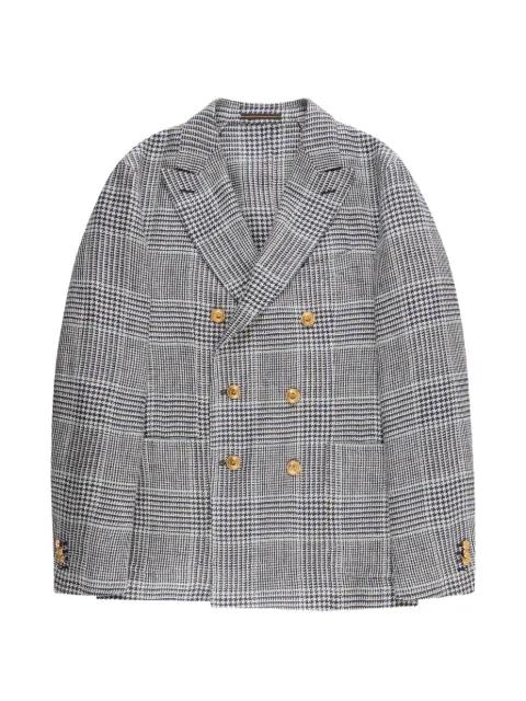 double-breasted houndstooth blazer by SLOWEAR