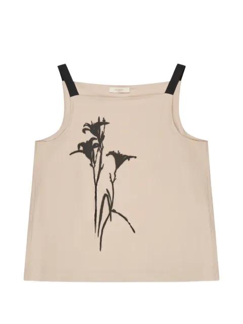 floral-print square-neck top by SLOWEAR