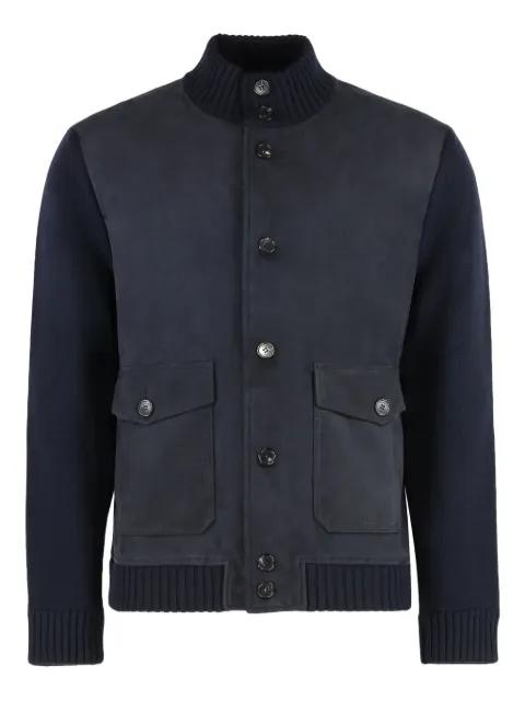 leather panelled button cardigan by SLOWEAR