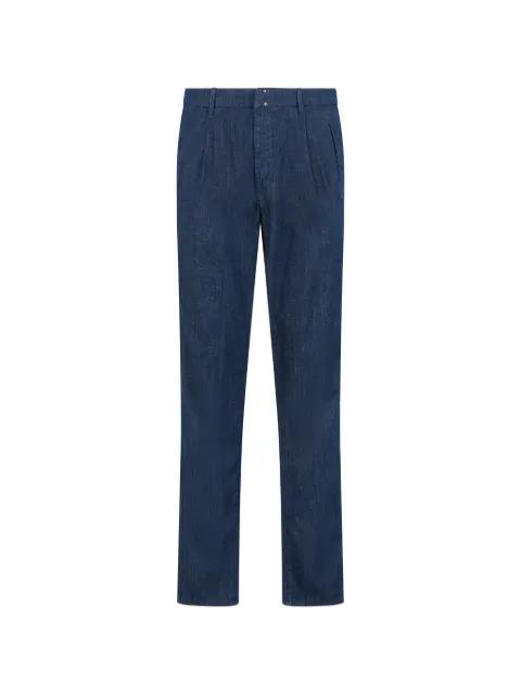pleated denim trousers by SLOWEAR