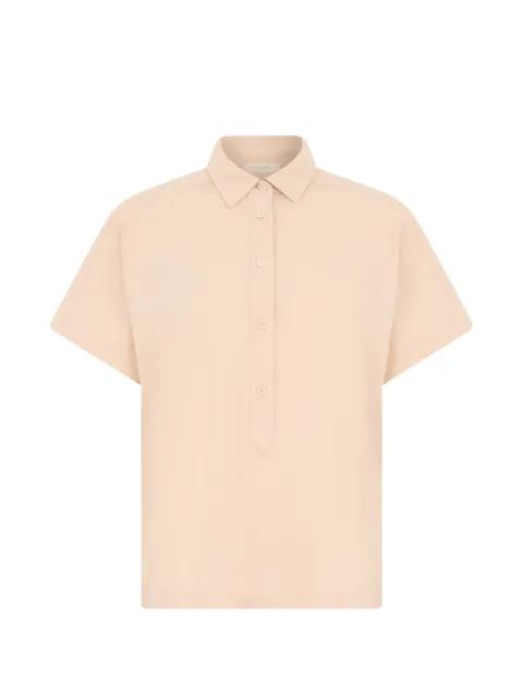 short-sleeve button-placket blouse by SLOWEAR
