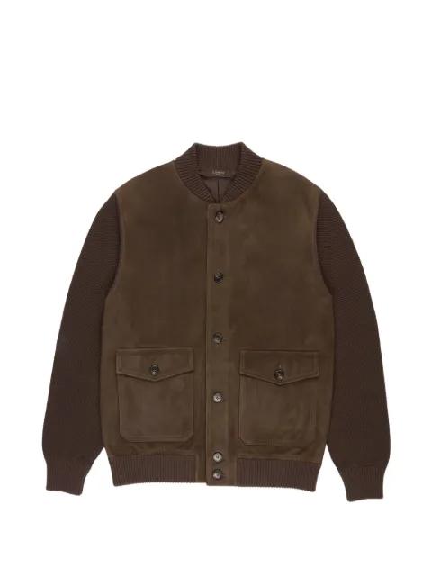 suede-panelled bomber jacket by SLOWEAR