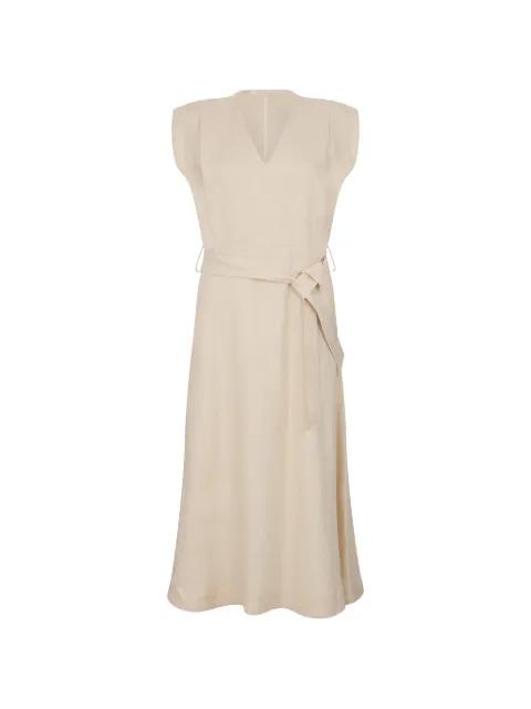 v-neck tie dress by SLOWEAR