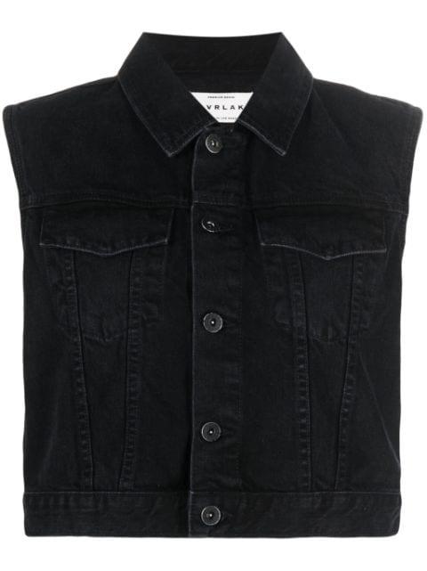 Caroline spread-collar denim vest by SLVRLAKE