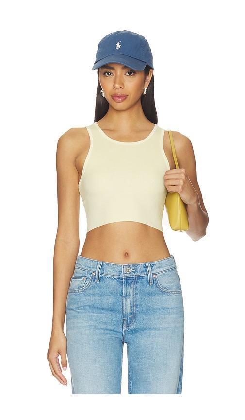 SLVRLAKE Cropped Rib Tank Top in Yellow by SLVRLAKE