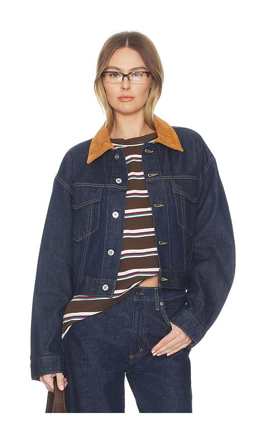 SLVRLAKE Kira Curve Sleeve Trucker in Navy by SLVRLAKE
