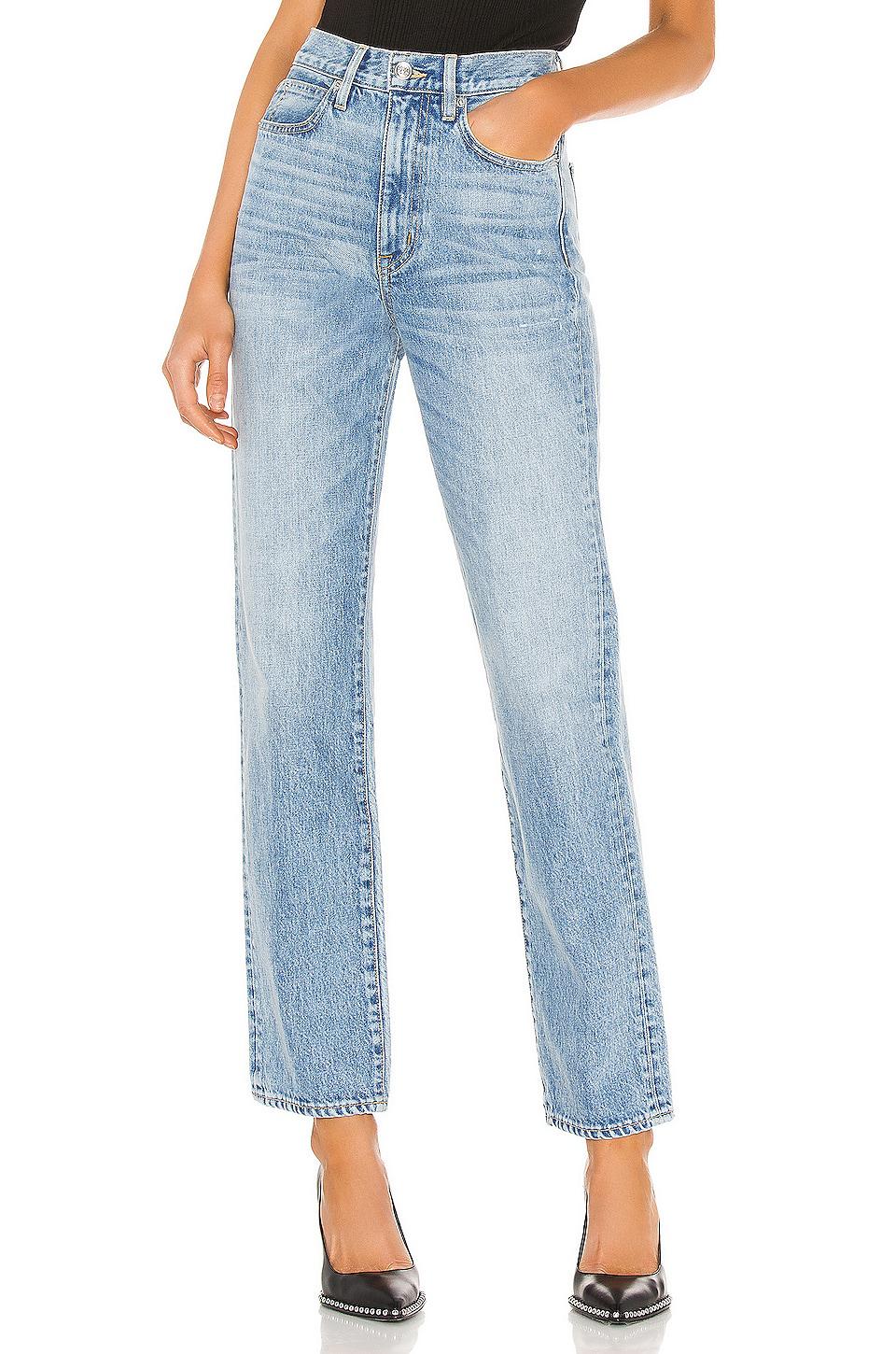 SLVRLAKE London High Rise Straight Jeans in Denim-Light by SLVRLAKE