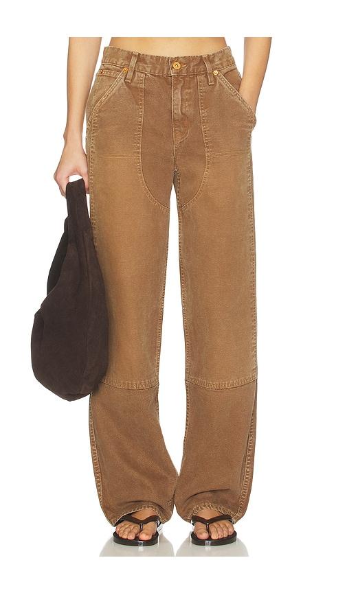 SLVRLAKE Tess Worker Low Rise Relaxed Curve Pant in Beige by SLVRLAKE