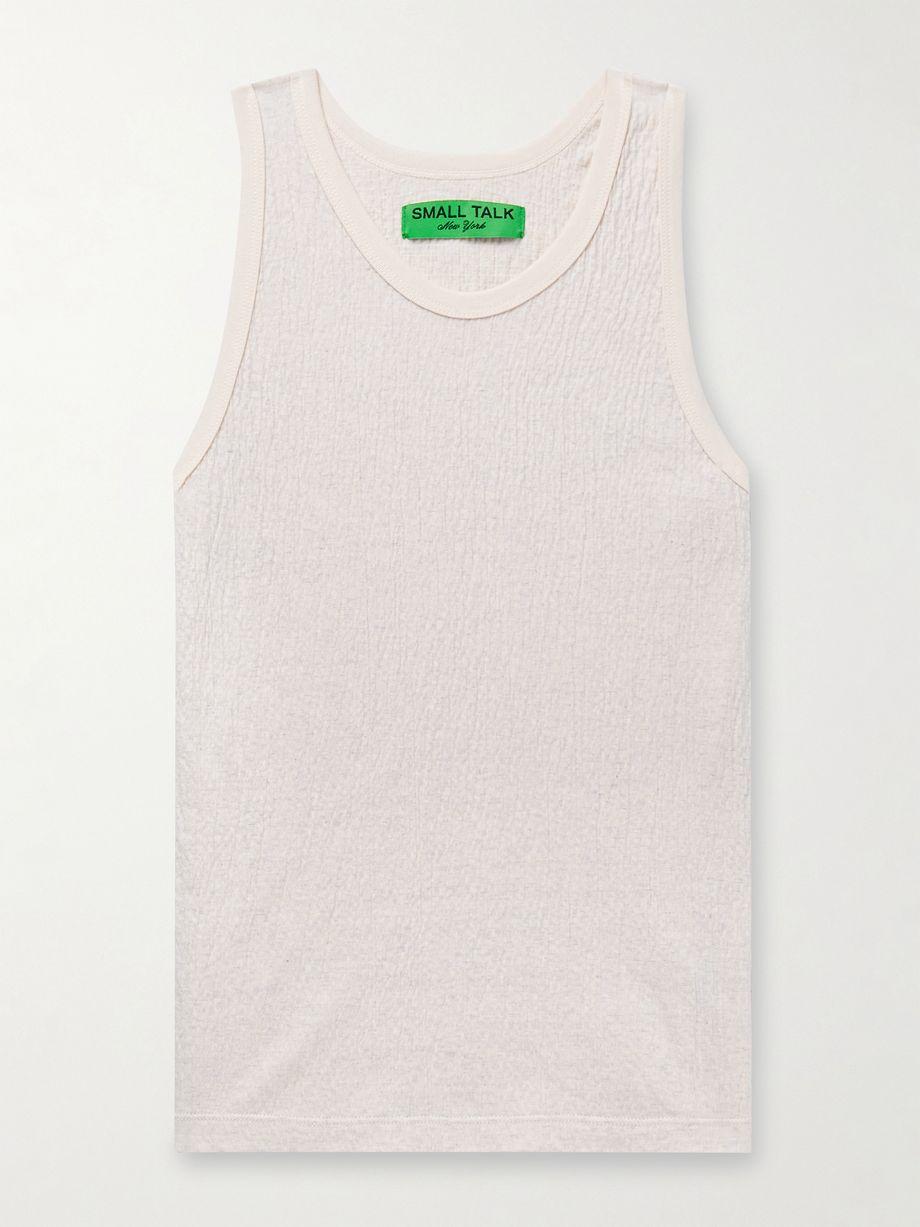 Crinkled Slim-Fit Cotton-Jersey Tank Top by SMALL TALK STUDIO Crinkled Slim-Fit Cotton-Jersey Tank Top by SMALL TALK STUDIO