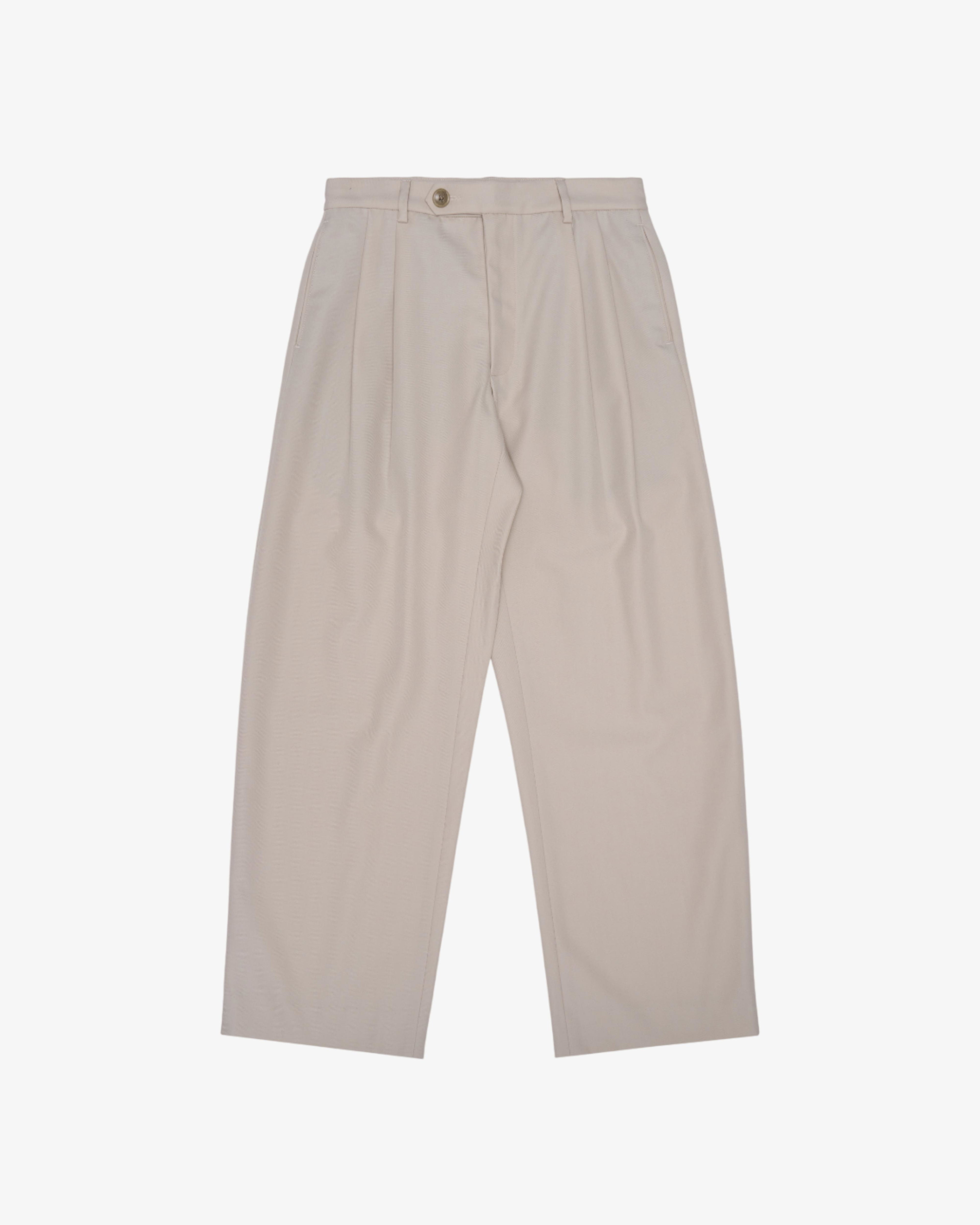 Small Talk Studio - Men's Double Pleat Trouser - (Off White) by SMALL TALK STUDIO