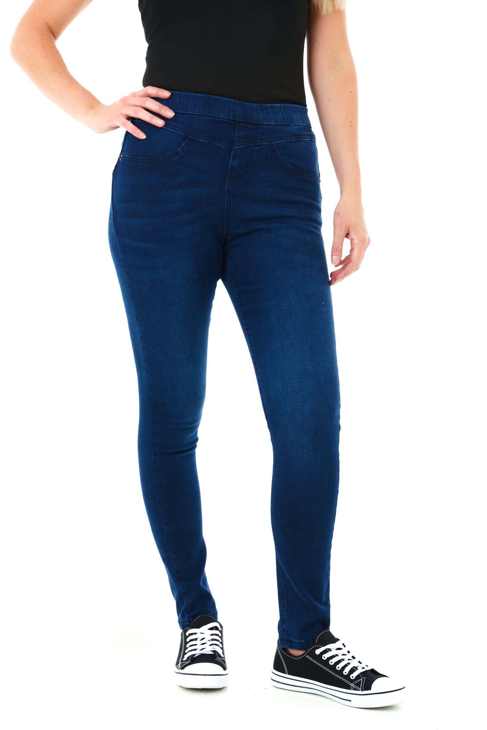 Skinny Fit Denim Jeans Jeggings Pull On Casual with Pockets by SMART LIVING