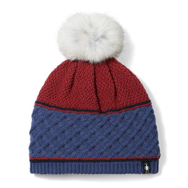 Cable Knit Colorblock Pom Beanie by SMARTWOOL