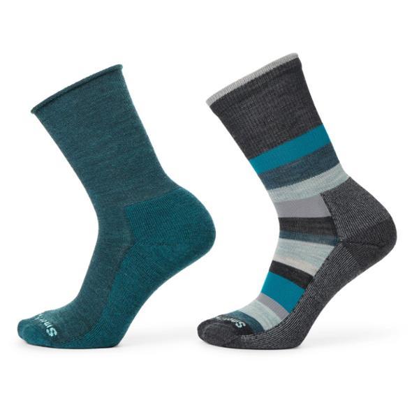 Everyday Roll Top/Multi-Stripe Crew Socks - 2 Pairs by SMARTWOOL