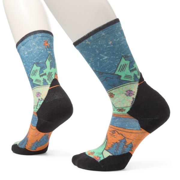 Trail Run Targeted Cushion Mountain Print Crew Socks by SMARTWOOL