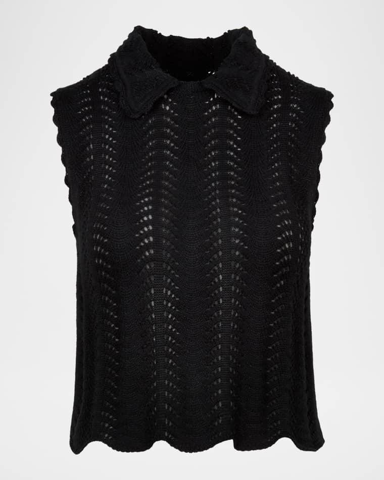 Club Collar Crochet Sleeveless Sweater by SMYTHE