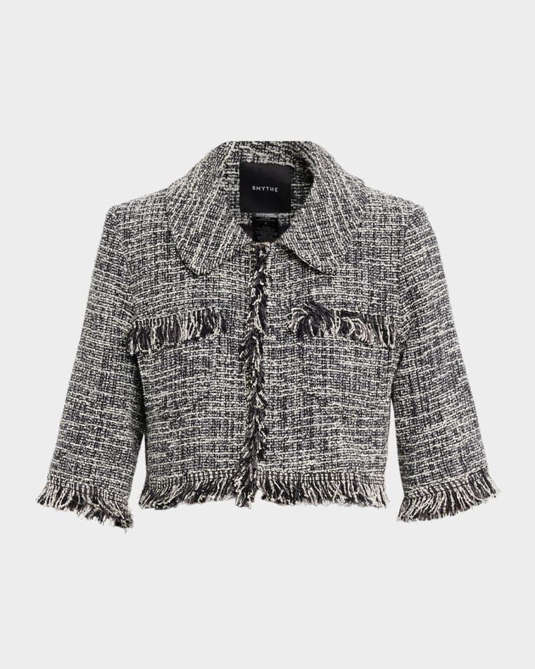 Cropped Sleeve Tweed Mini Jacket by SMYTHE