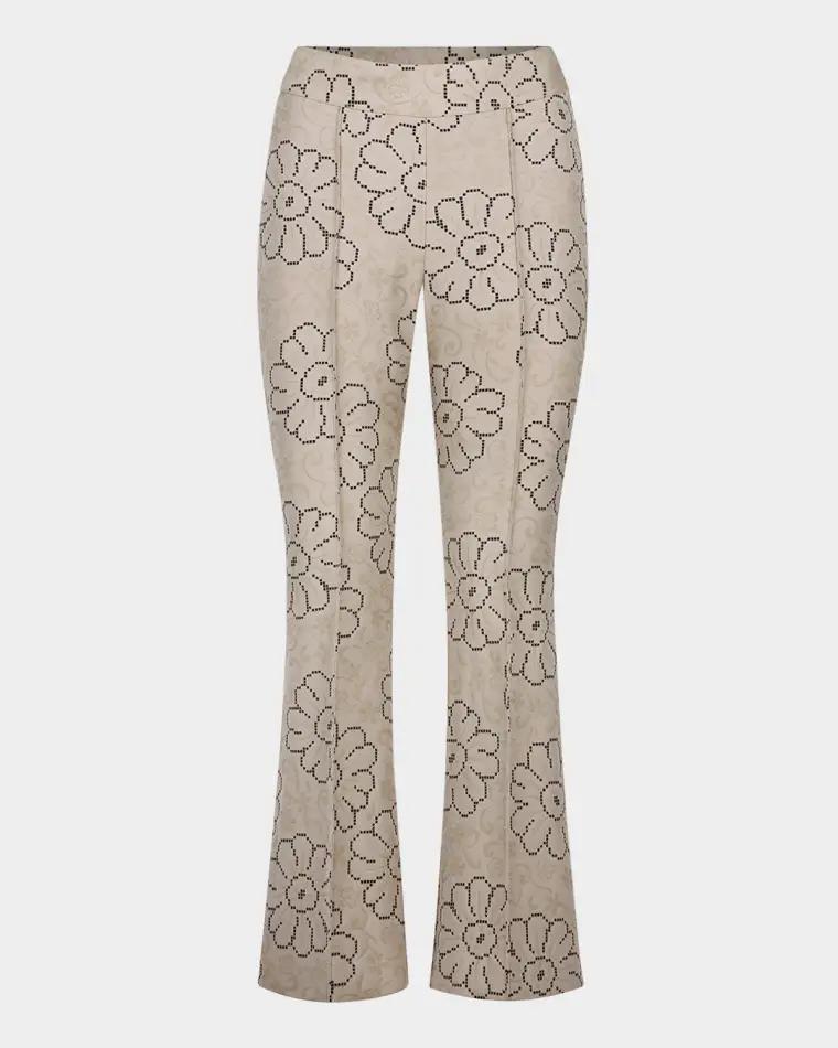Floral Jacquard Cropped Pintuck Pants by SMYTHE
