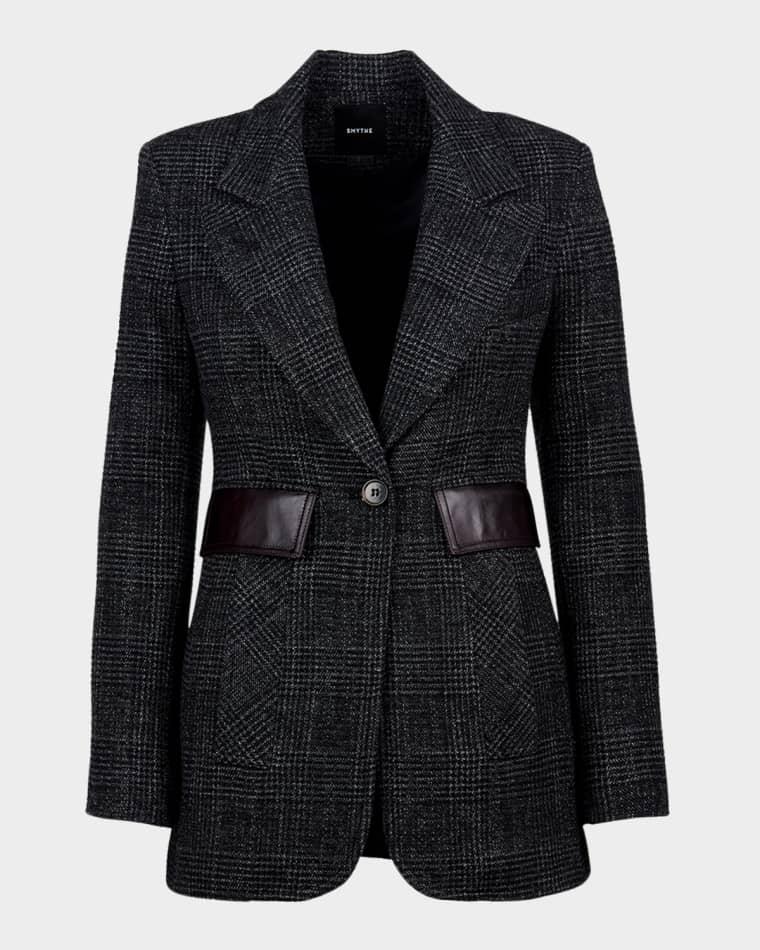Glen Plaid Tailored Boyfriend Blazer by SMYTHE