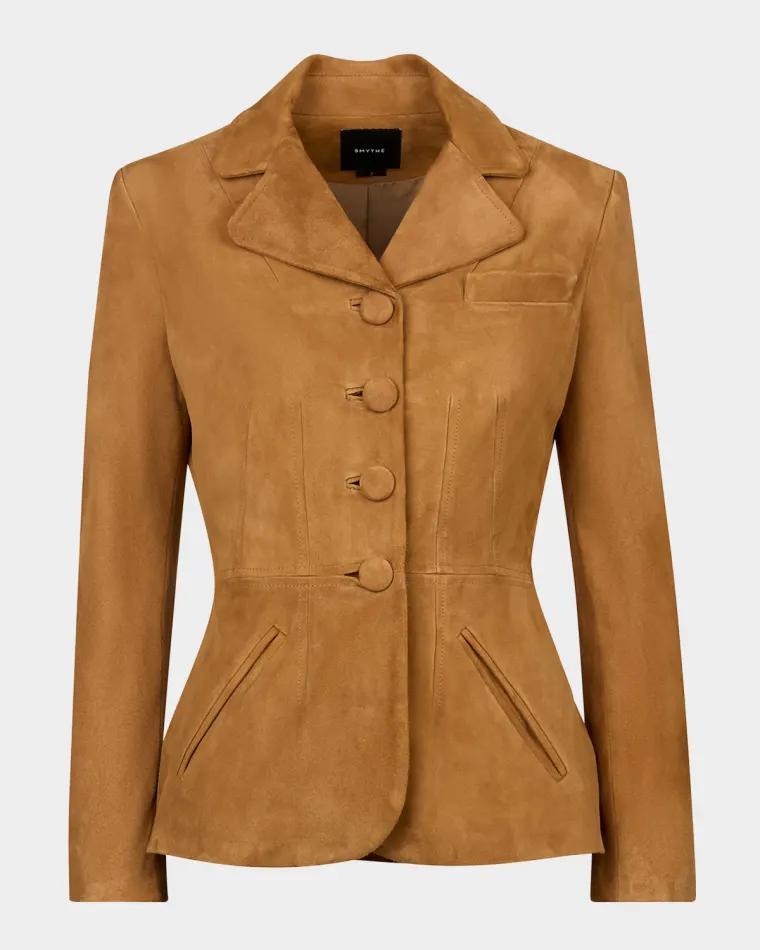 Shrunken Suede Single-Breasted Blazer by SMYTHE