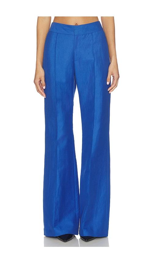Smythe Wide Leg Pintuck Trouser in Blue by SMYTHE