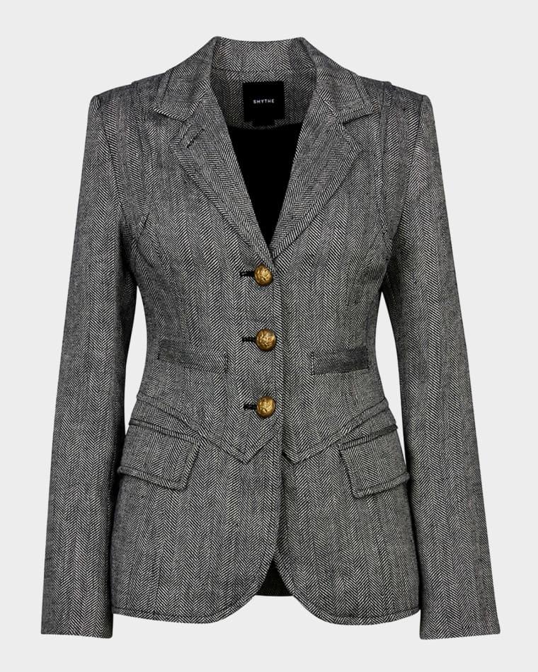 Three-Button Herringbone Blazer by SMYTHE