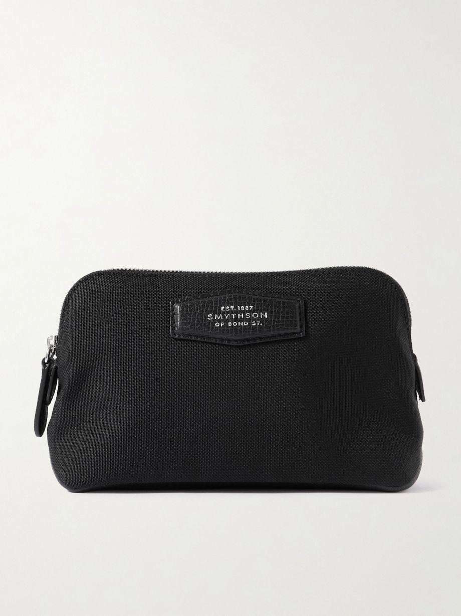 Norton leather-trimmed canvas pouch by SMYTHSON