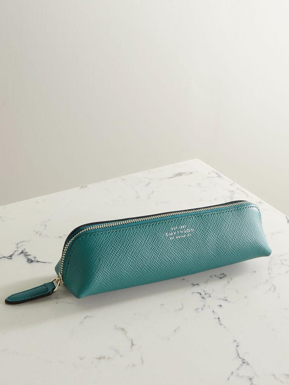 Panama textured-leather pencil case by SMYTHSON