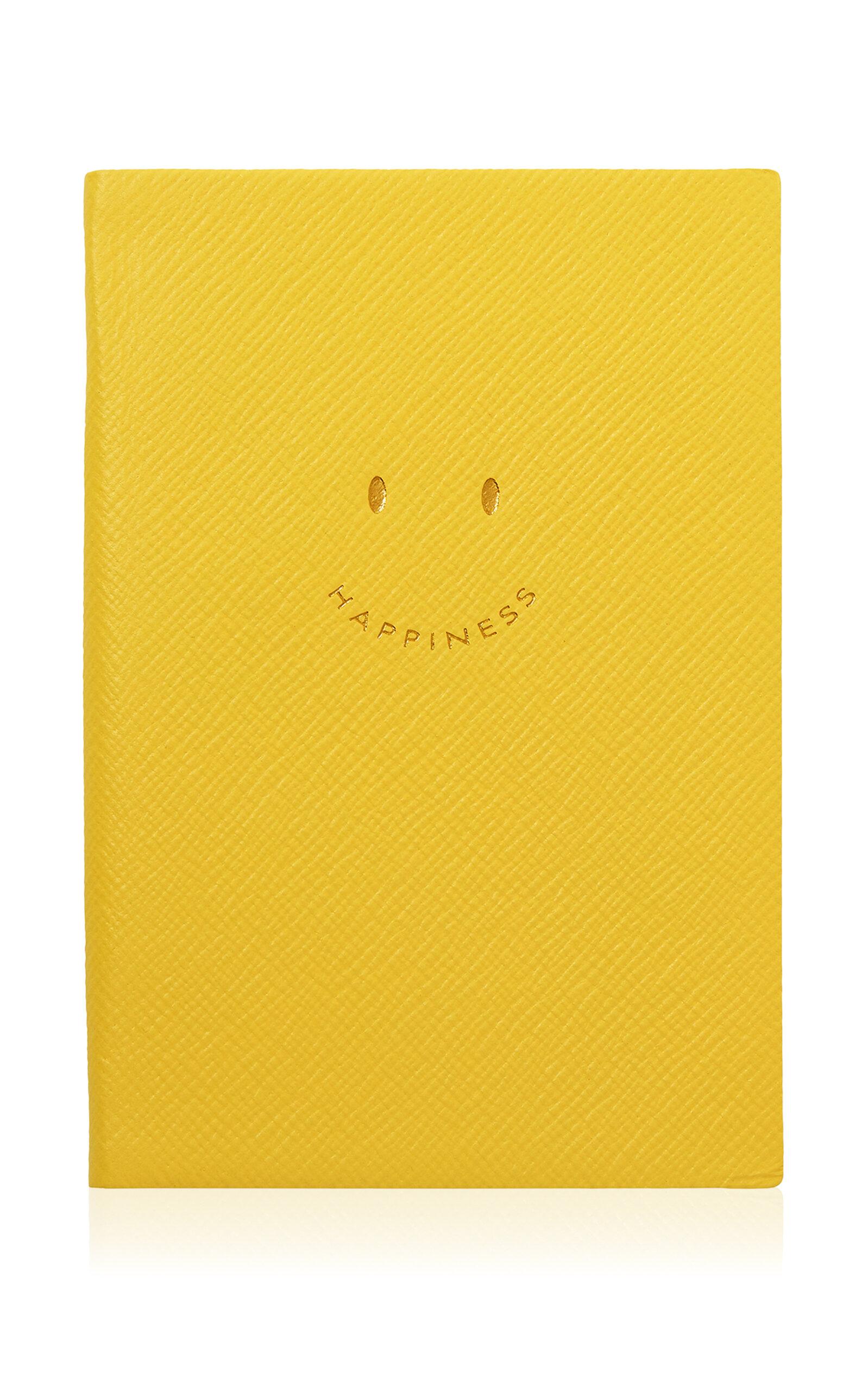 Smythson - Happiness Chelsea Leather Notebook - Yellow - Moda Operandi by SMYTHSON