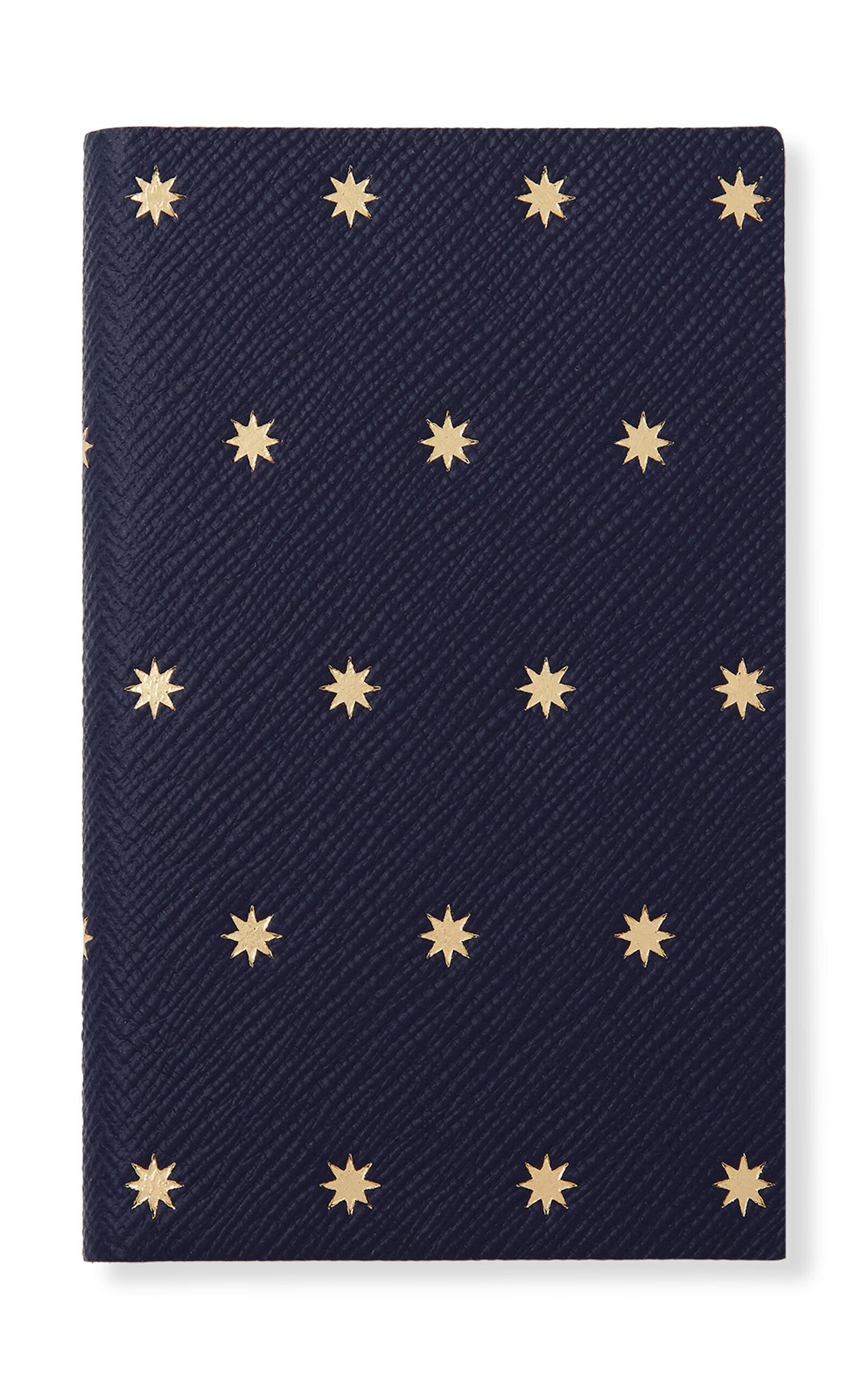 Smythson - Panama Leather Stars Notebook - Navy - Moda Operandi by SMYTHSON