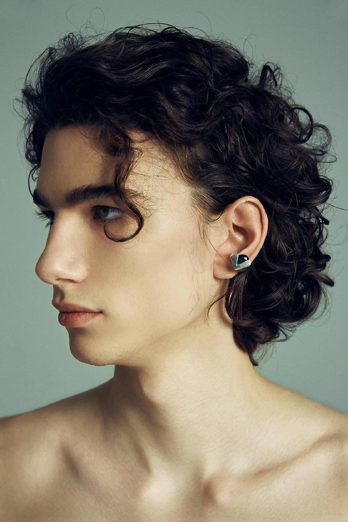 Black Stone in the Square Ear Cuff by SNAKE1NTHE3Y3
