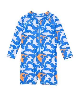 Boys' Shark Squad Long Sleeves Sunsuit - Baby by SNAPPER ROCK