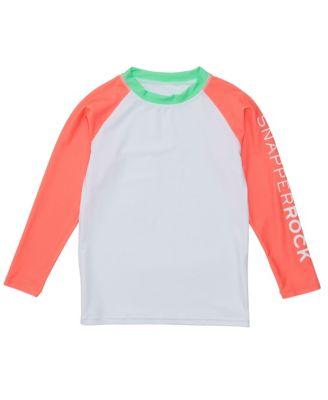 Boys' White Coral Sleeve Sustainable Rash Top - Little Kid by SNAPPER ROCK