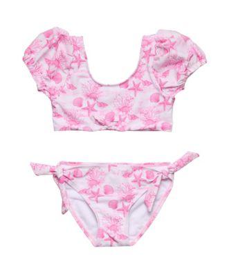 Girls' Pink Lagoon Puff Sleeve Bikini - Little Kid by SNAPPER ROCK