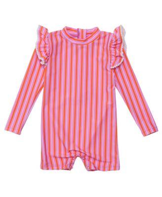 Girls' Stripy Sunset Sustainable Long Sleeve Sunsuit - Baby by SNAPPER ROCK