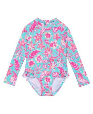 Girls' Tropical Glow Recycled Leg Frill Surf Suit - Little Kid by SNAPPER ROCK
