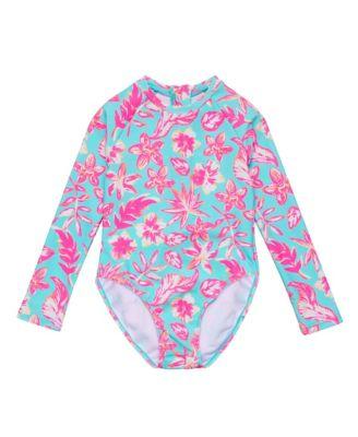Girls' Tropical Glow Recycled Long Sleeves Surf Suit - Big Kid by SNAPPER ROCK