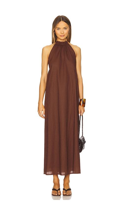SNDYS Alysse Halter Dress in Cognac by SNDYS