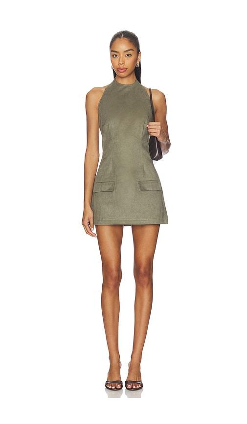 SNDYS Amelia Faux Suede Mini Dress in Olive by SNDYS