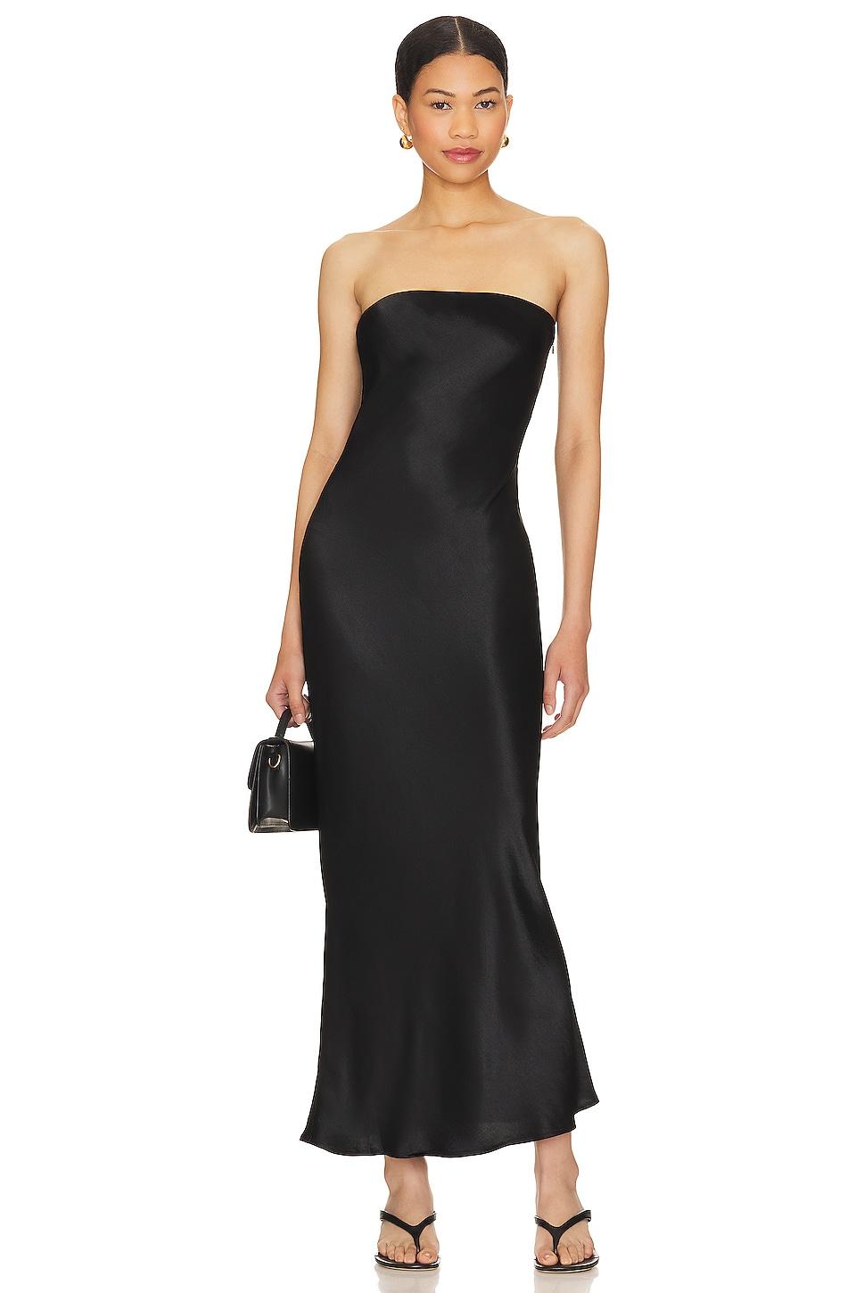 SNDYS Angel Strapless Midi Dress in Black by SNDYS